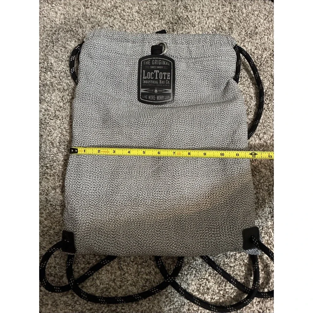 Loctote The Original Flak Sack Gray Drawstring Backpack Bag Loc Tote Anti-Theft